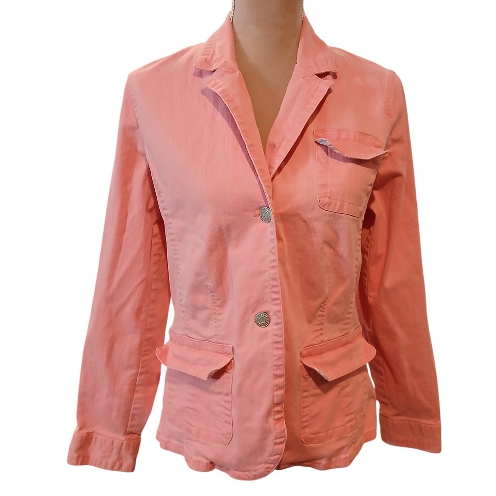 Vtg Villager Liz Claiborne Size 12 Womens Pink Stretch Cotton Blazer Jacket